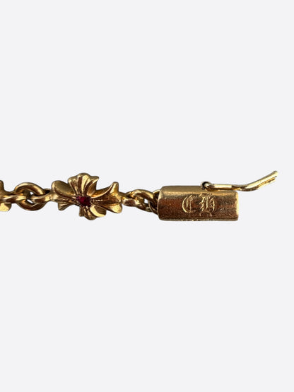 Chrome Hearts 22K Yellow Gold & Pink Rubies Tiny-E Bracelet
