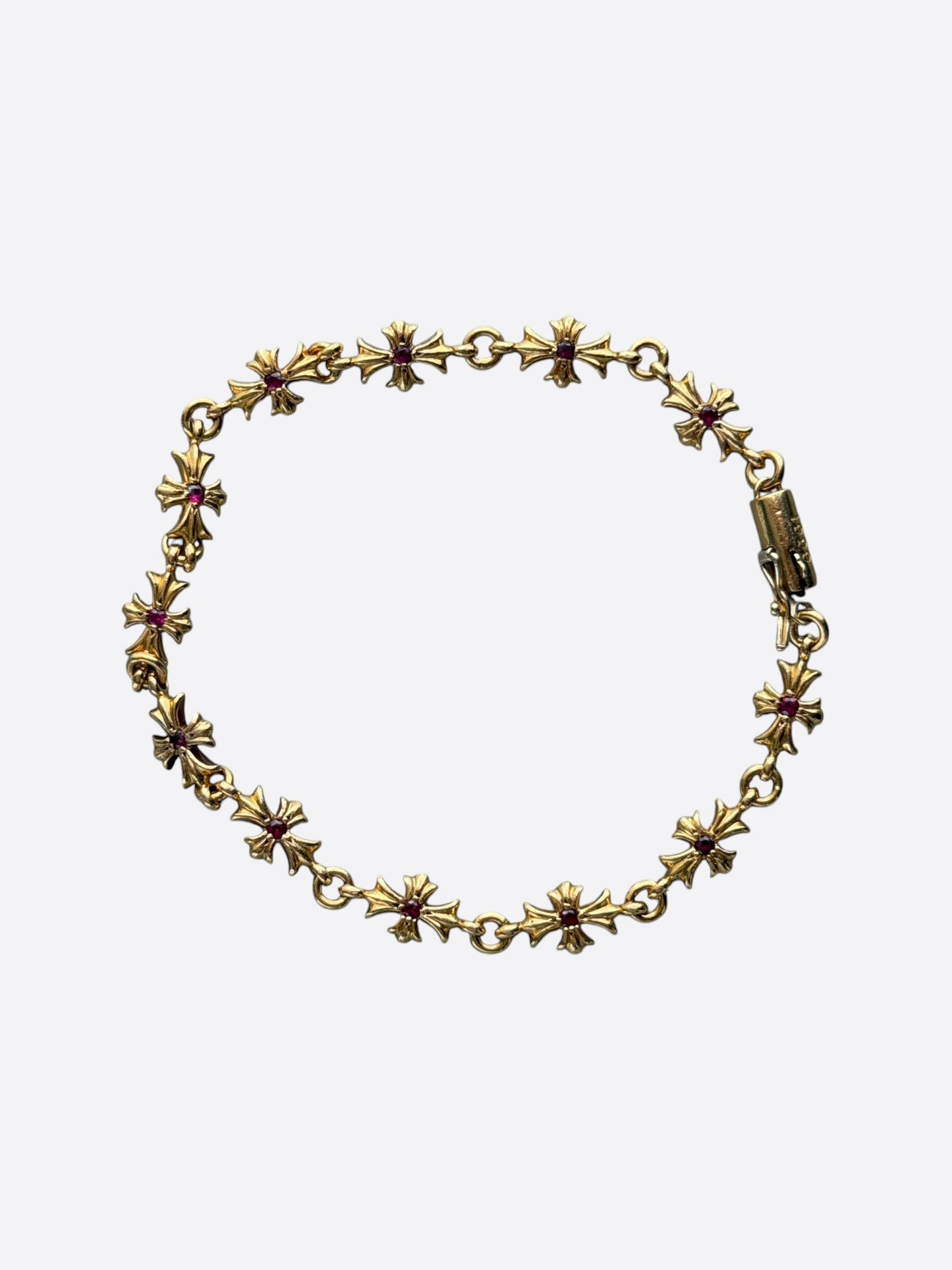 Chrome Hearts 22K Yellow Gold & Pink Rubies Tiny-E Bracelet
