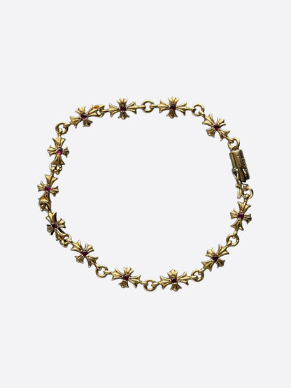 Chrome Hearts 22K Yellow Gold & Pink Rubies Tiny-E Bracelet