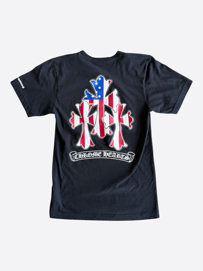 Chrome Hearts Black & White USA Triple Cross Logo T-Shirt