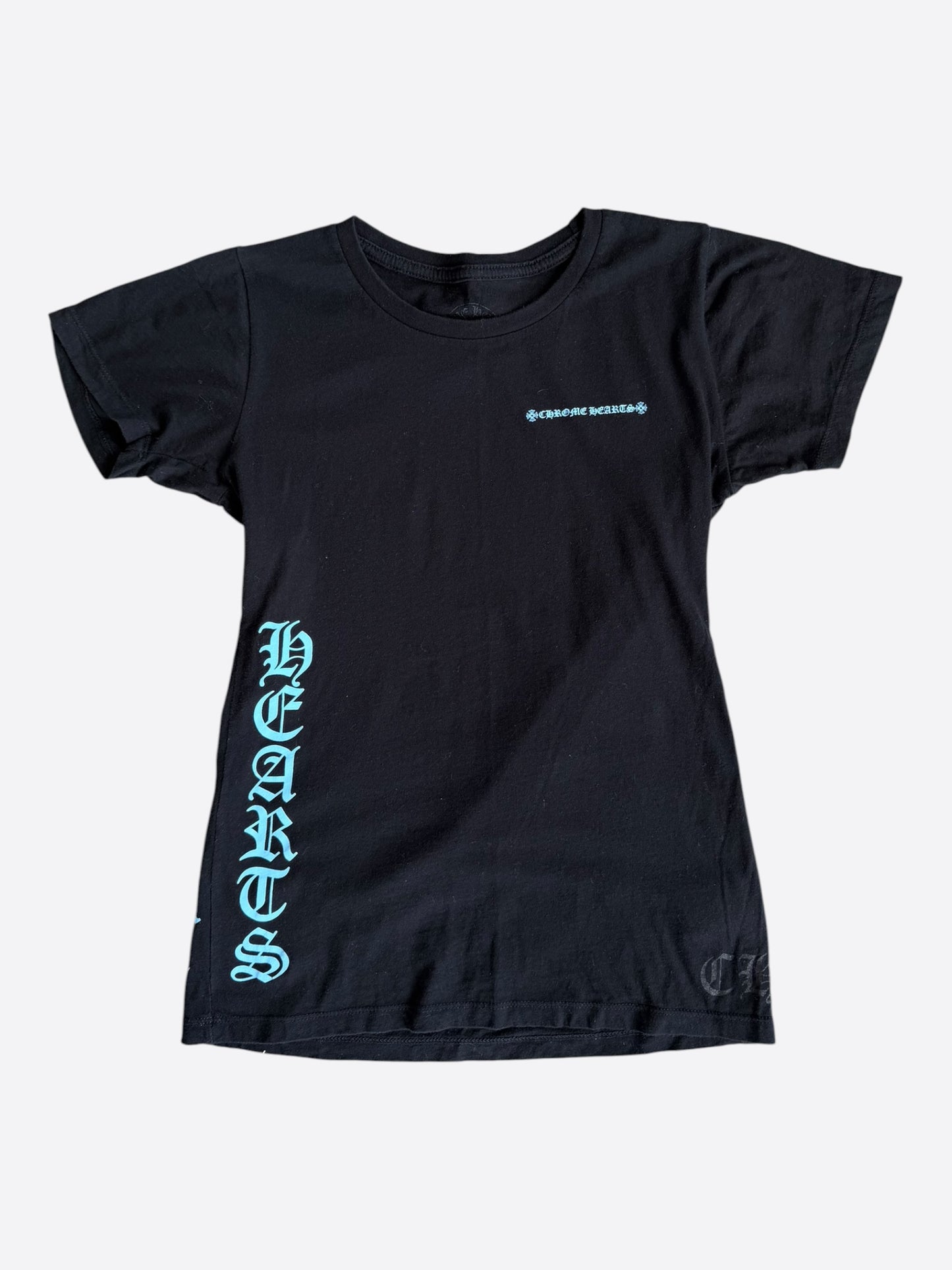 Chrome Hearts Black & Blue Script Logo Women's T-Shirt