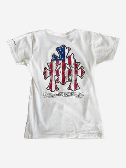 Chrome Hearts White & Black USA Triple Cross Logo Women's T-Shirt