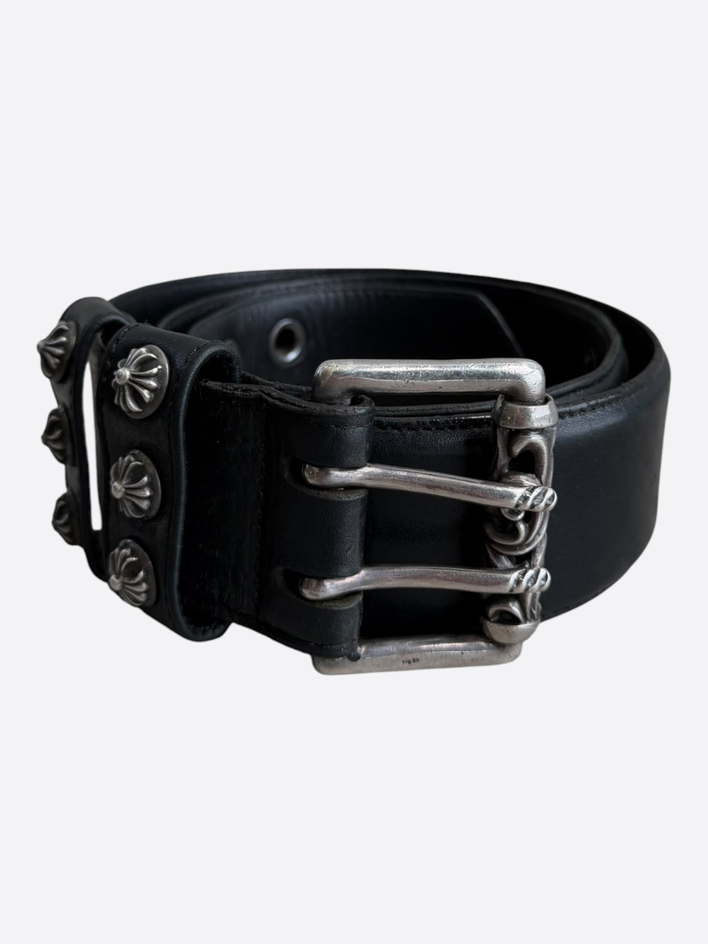 Chrome Hearts Black & Silver Double Pin Roller Belt
