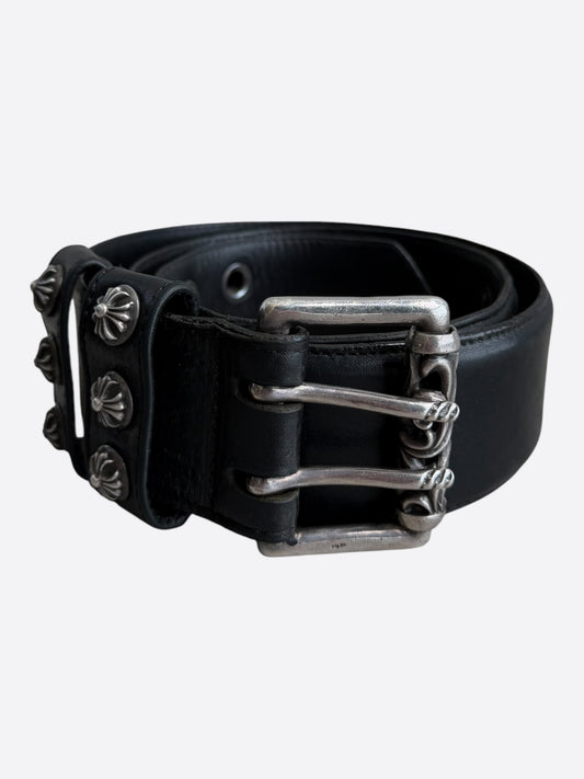 Chrome Hearts Black & Silver Double Pin Roller Belt