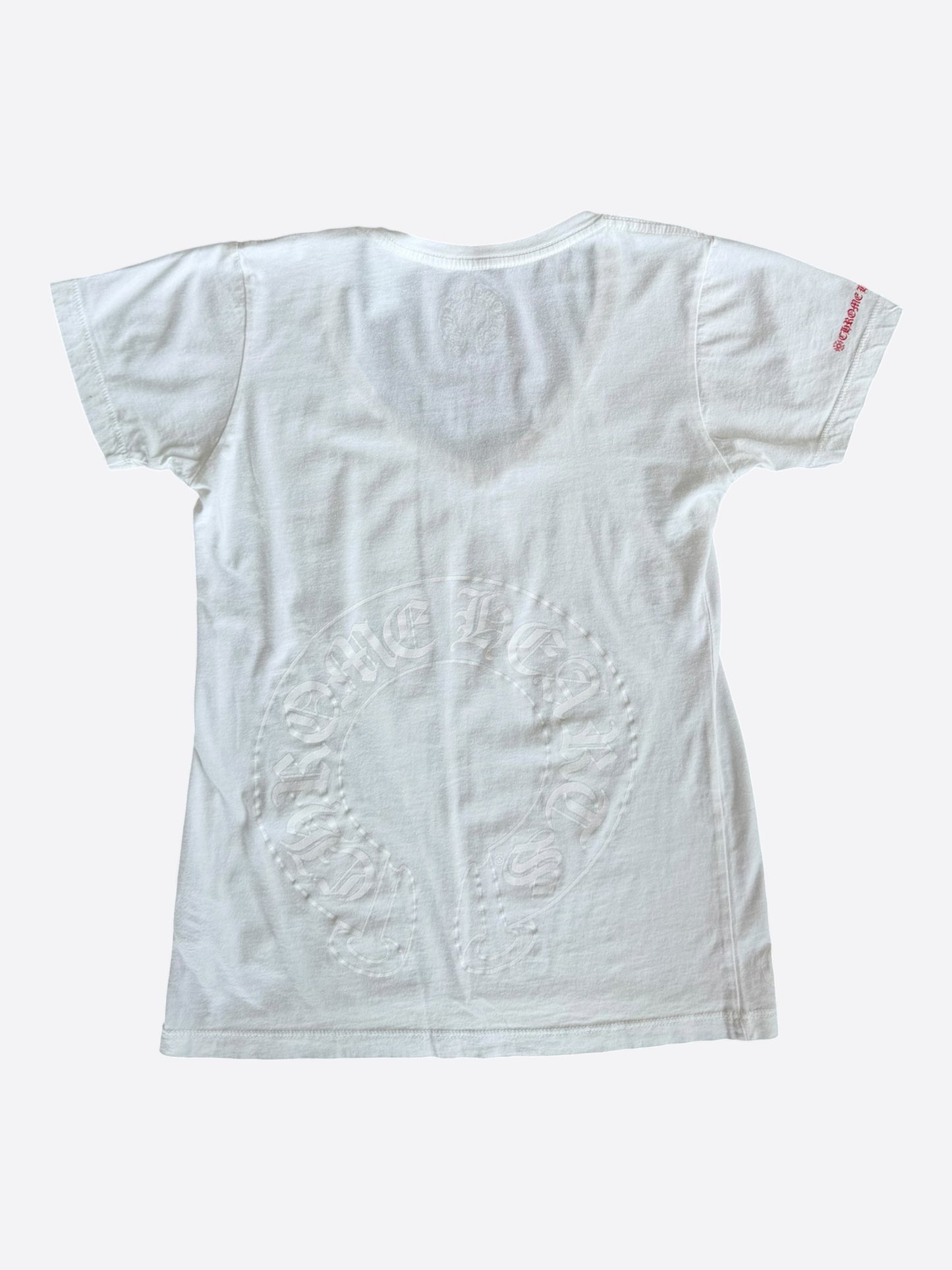Chrome Hearts White & Red Horseshoe Logo Women's T-Shirt