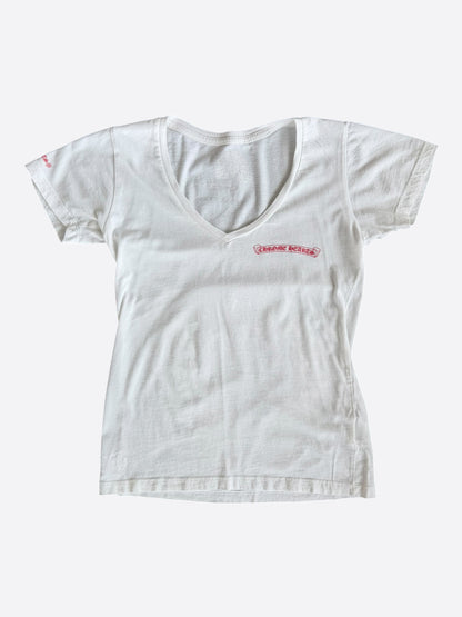 Chrome Hearts White & Red Horseshoe Logo Women's T-Shirt