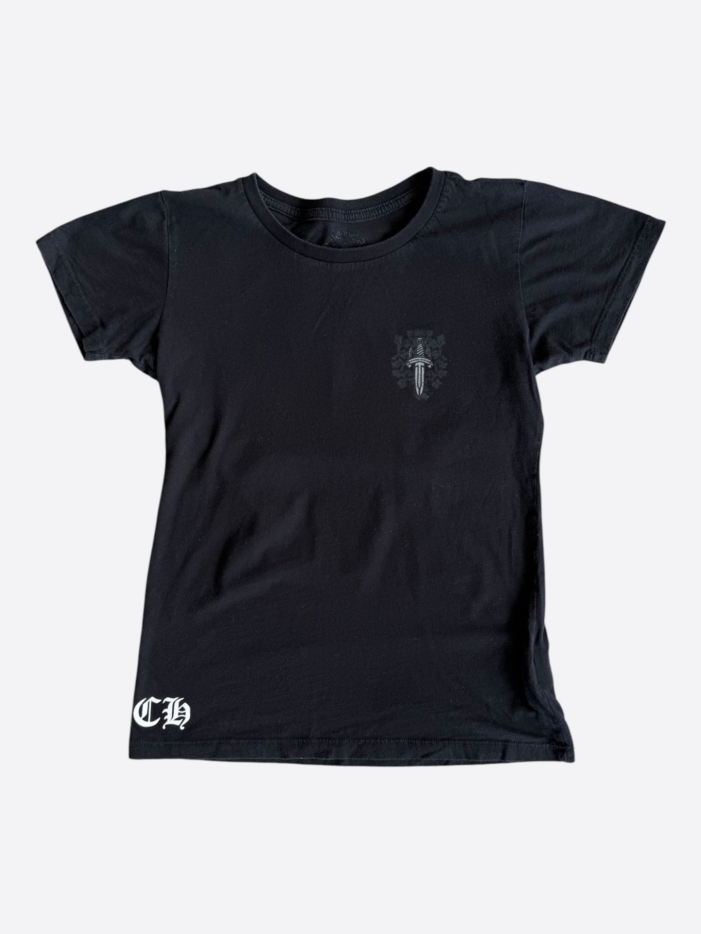 Chrome Hearts Black & White Wine Dagger Logo Women's T-Shirt