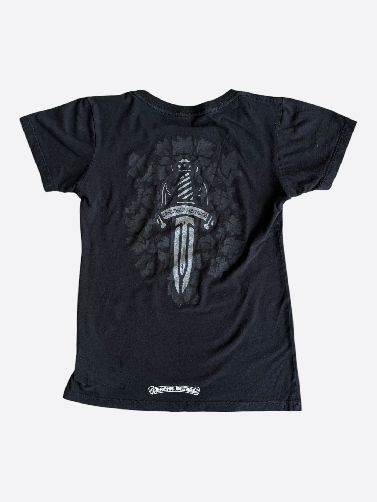 Chrome Hearts Black & White Wine Dagger Logo Women's T-Shirt