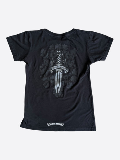 Chrome Hearts Black & White Wine Dagger Logo Women's T-Shirt