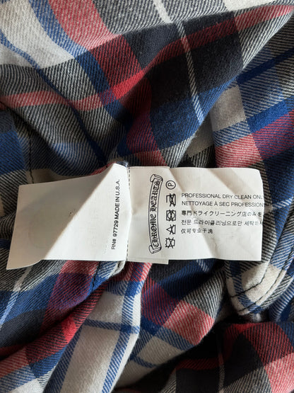 Chrome Hearts Matty Boy White & Blue Sex Recrods Cross Patch Flannel