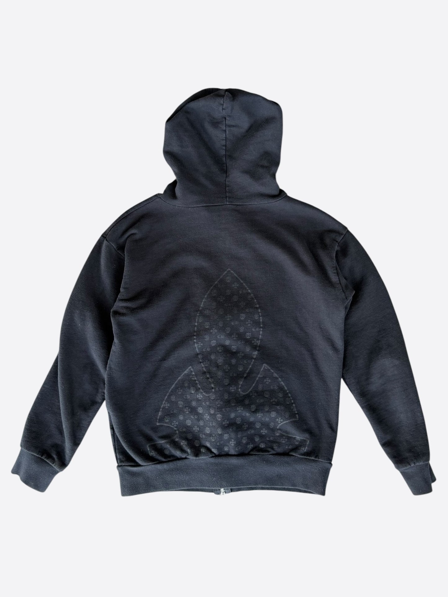 Chrome Hearts Black & White Fleur Logo Zip Up Hoodie