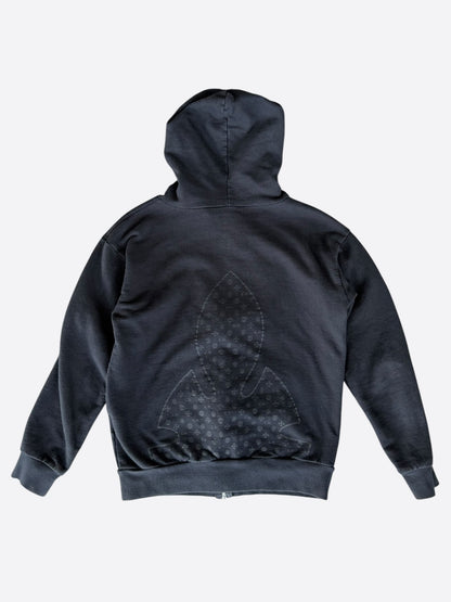 Chrome Hearts Black & White Fleur Logo Zip Up Hoodie