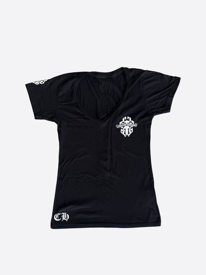 Chrome Hearts Black & White Vertical Dagger Logo Women's T-Shirt