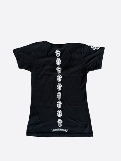 Chrome Hearts Black & White Vertical Dagger Logo Women's T-Shirt
