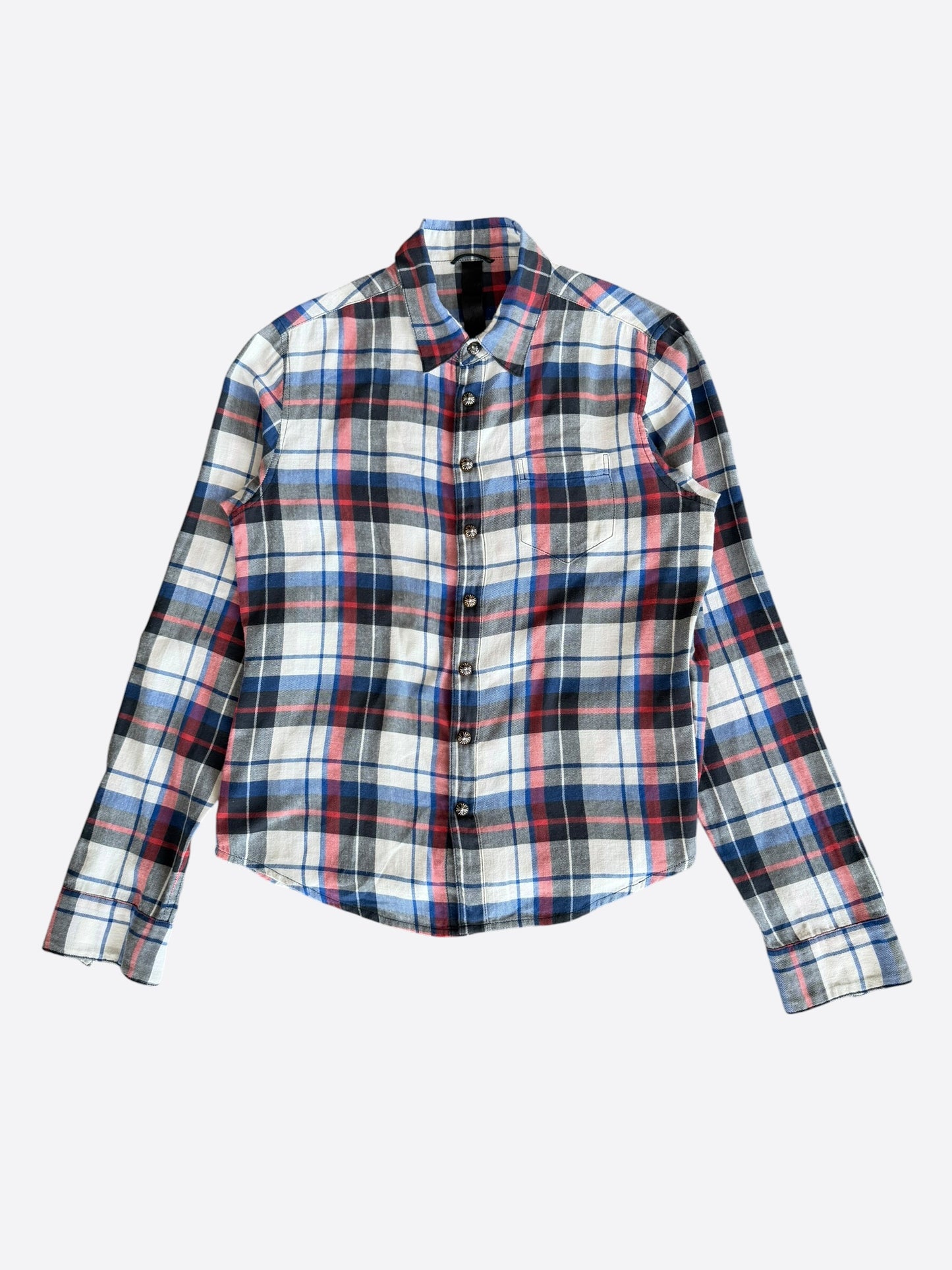 Chrome Hearts Matty Boy White & Blue Sex Recrods Cross Patch Flannel