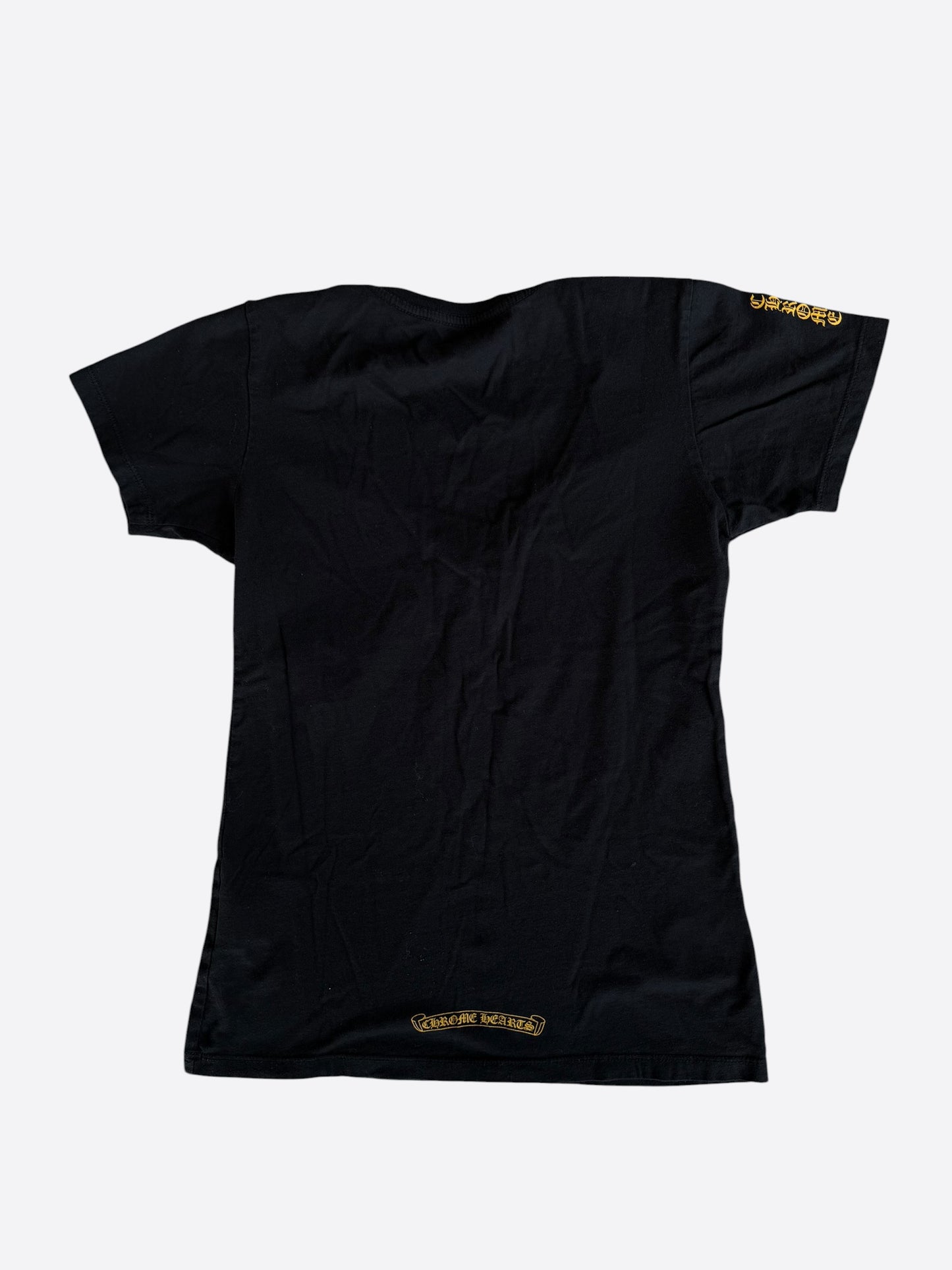 Chrome Hearts Black & Yellow Dagger Logo Women's T-Shirt