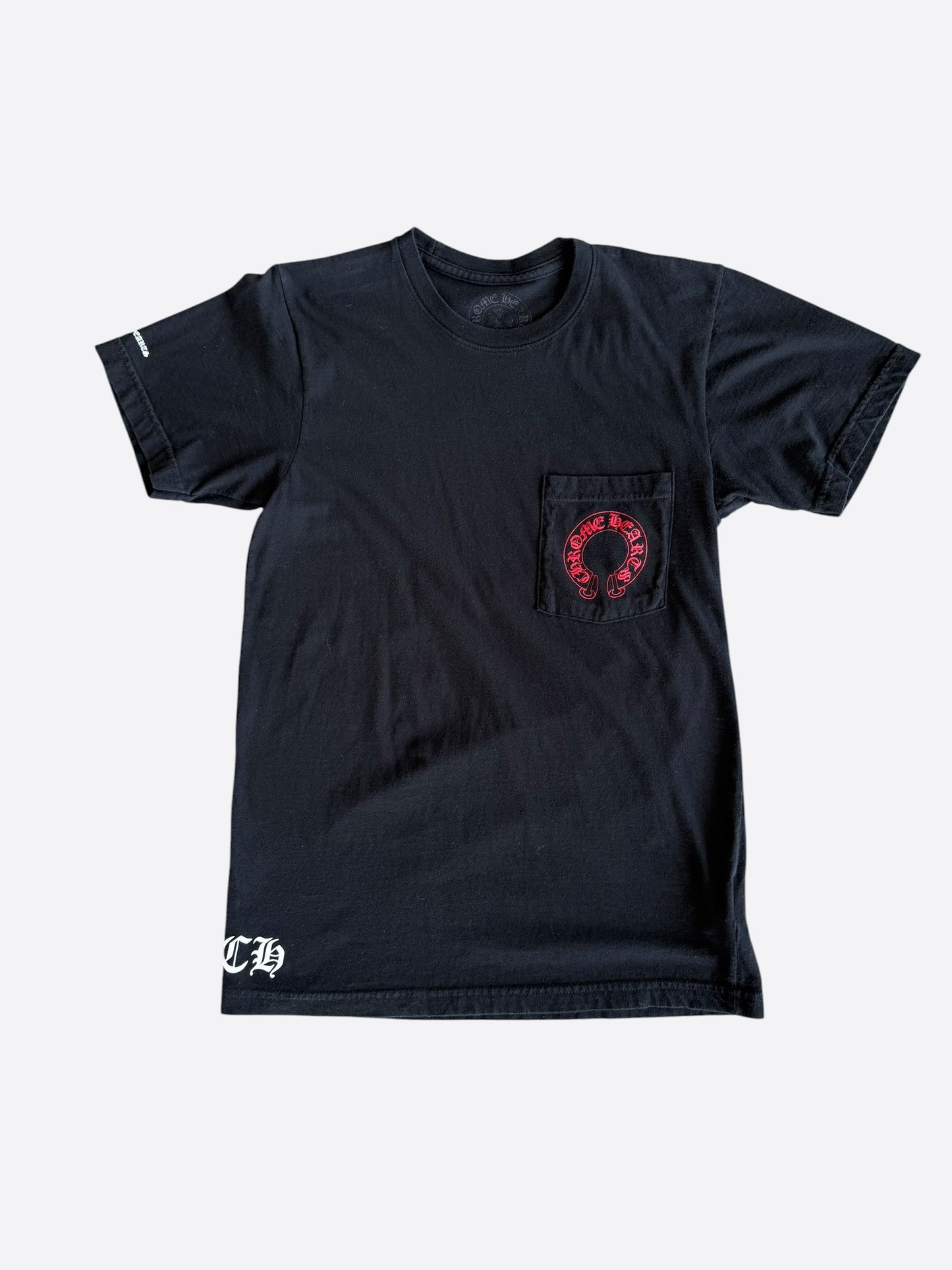 Chrome Hearts Black & Red Cemetery Horseshoe Logo T-Shirt