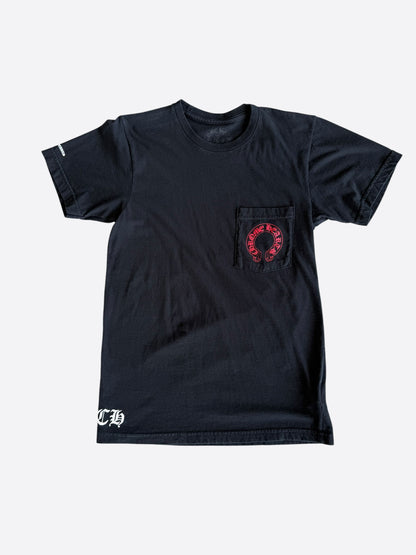 Chrome Hearts Black & Red Cemetery Horseshoe Logo T-Shirt