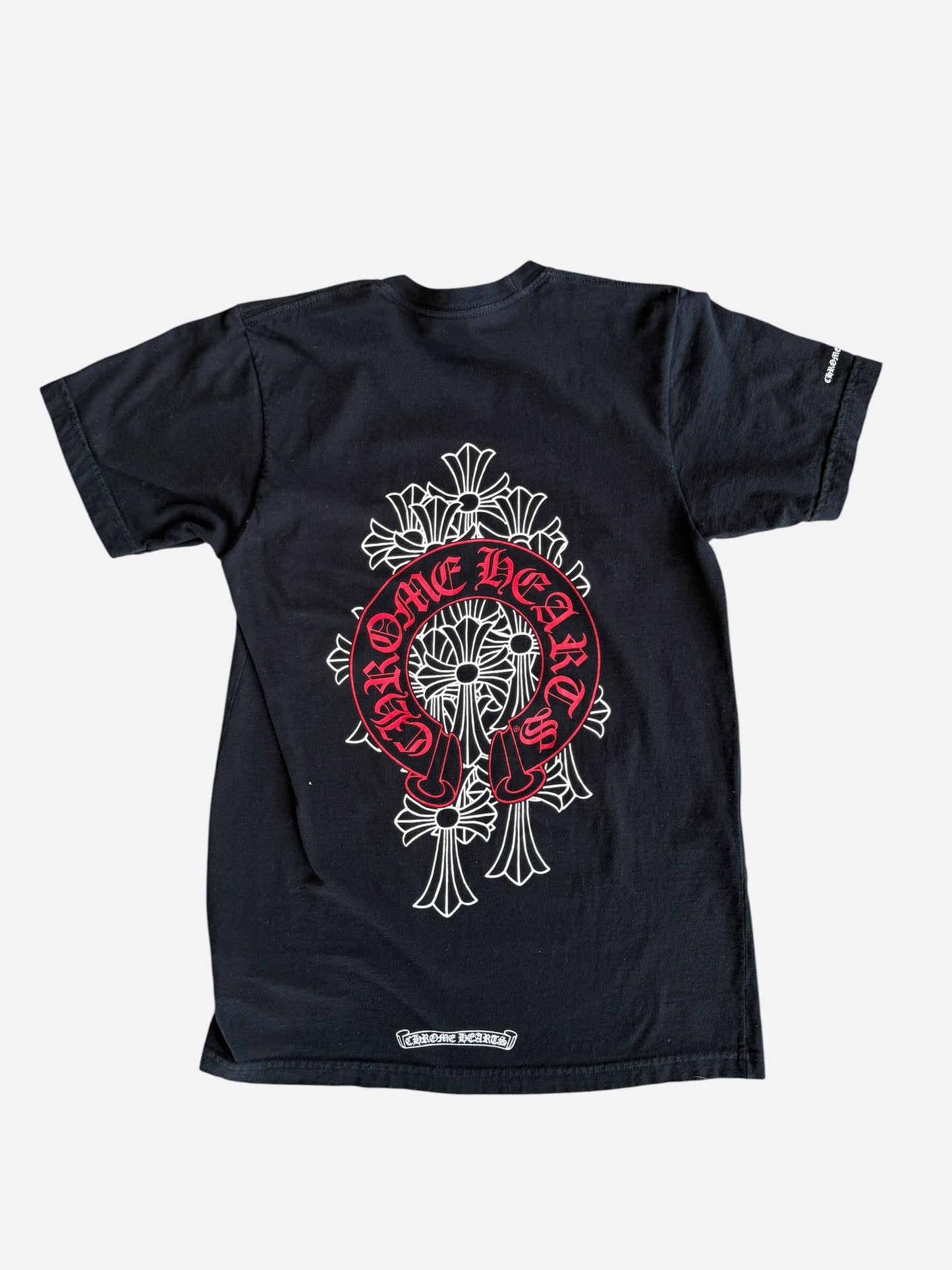 Chrome Hearts Black & Red Cemetery Horseshoe Logo T-Shirt