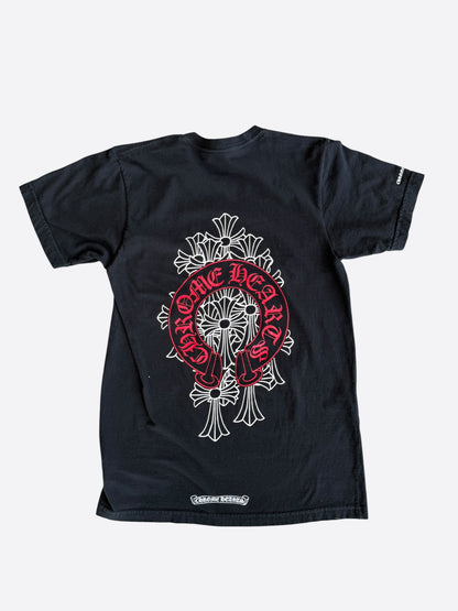 Chrome Hearts Black & Red Cemetery Horseshoe Logo T-Shirt