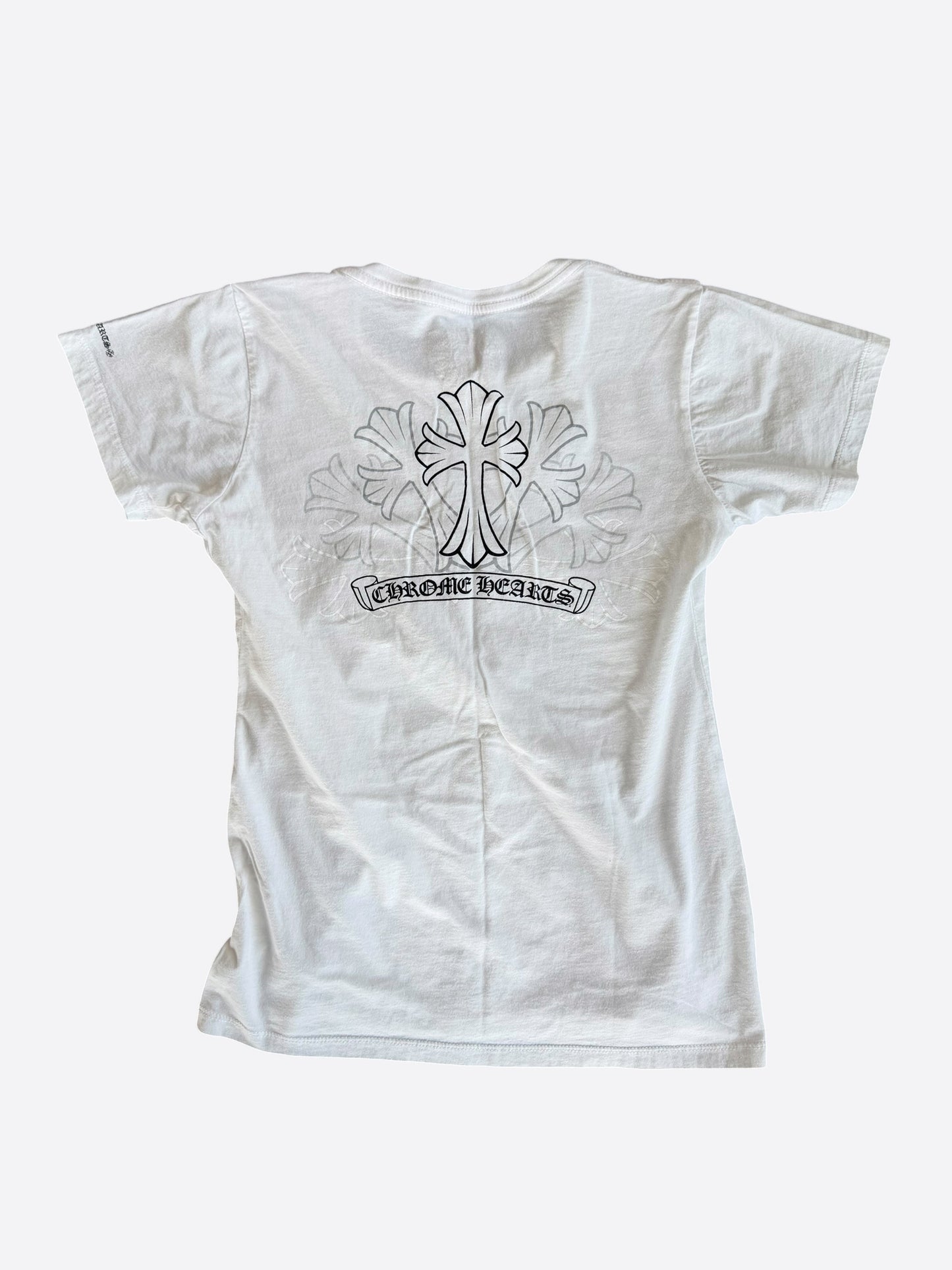Chrome Hearts White & Black Cross Logo Women's T-Shirt