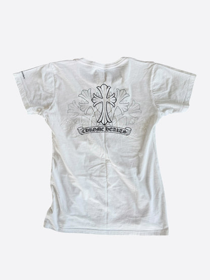 Chrome Hearts White & Black Cross Logo Women's T-Shirt