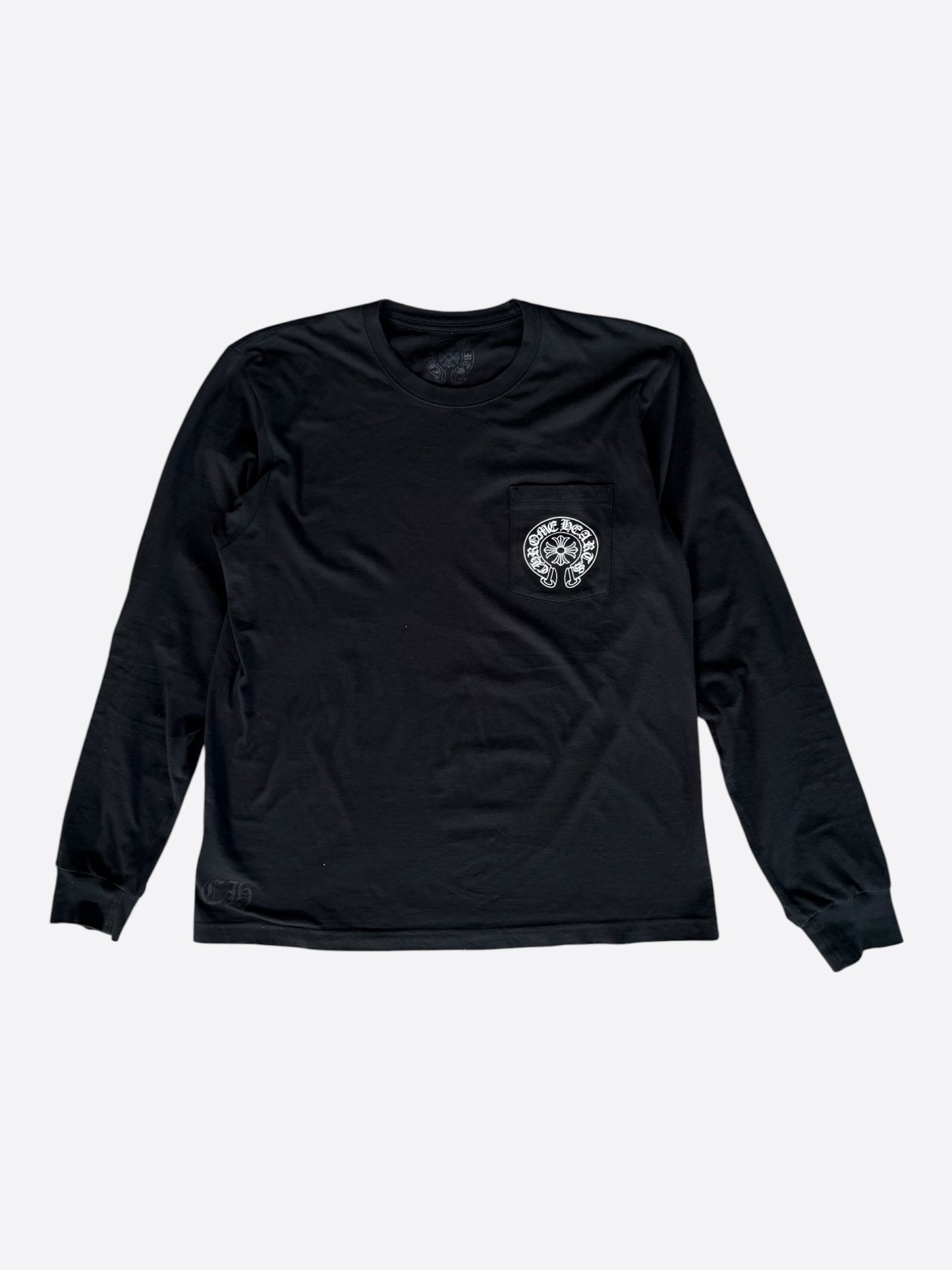 Chrome Hearts Black & White Miami Horseshoe Logo Longsleeve T-Shirt