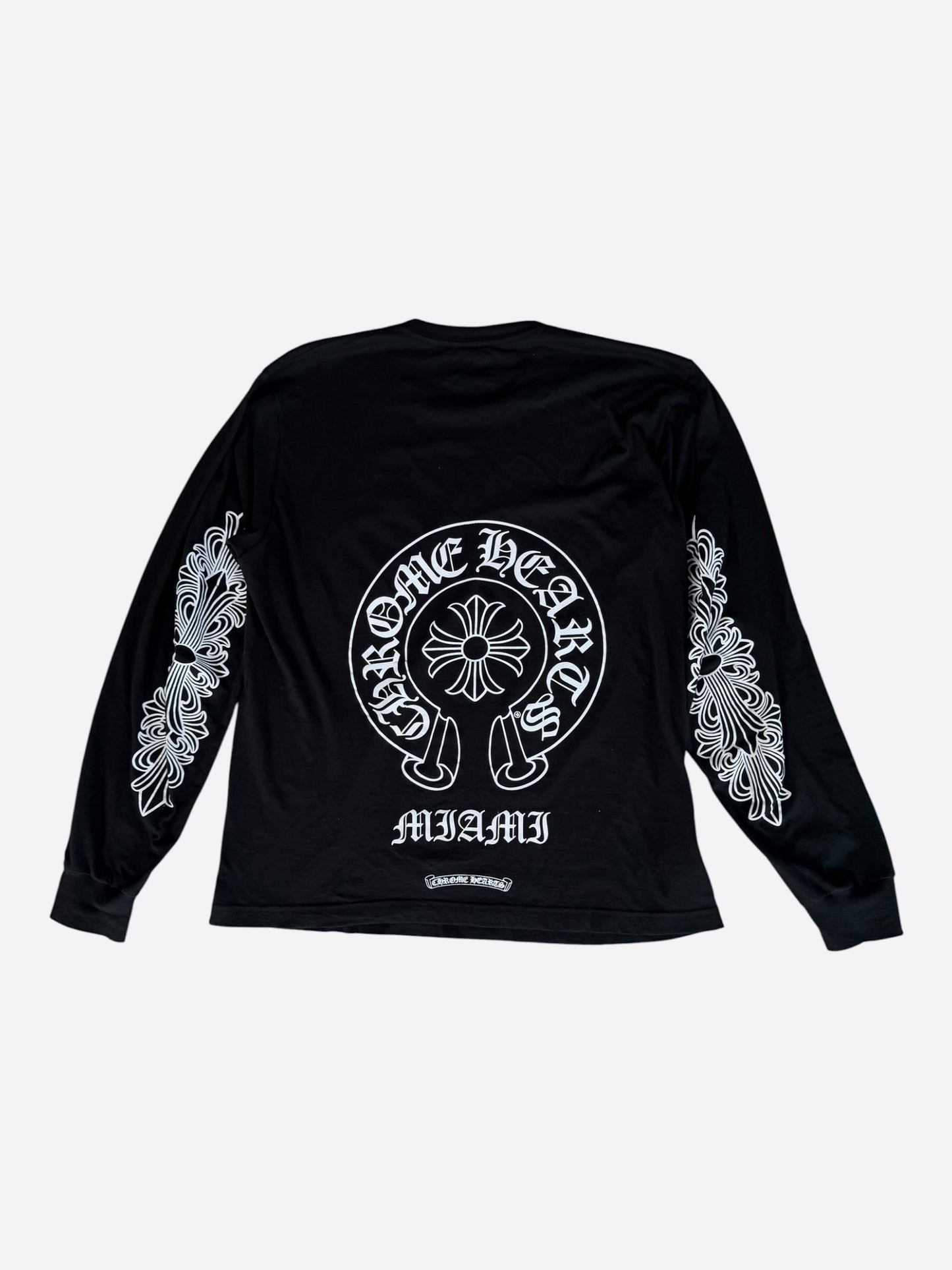 Chrome Hearts Black & White Miami Horseshoe Logo Longsleeve T-Shirt