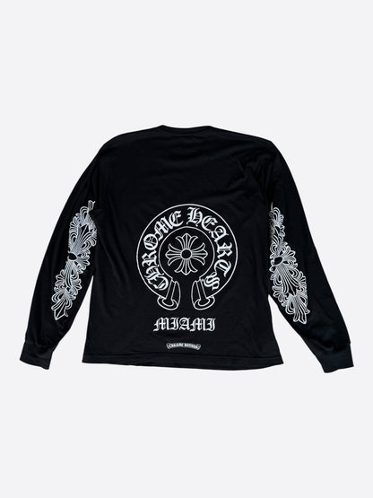 Chrome Hearts Black & White Miami Horseshoe Logo Longsleeve T-Shirt