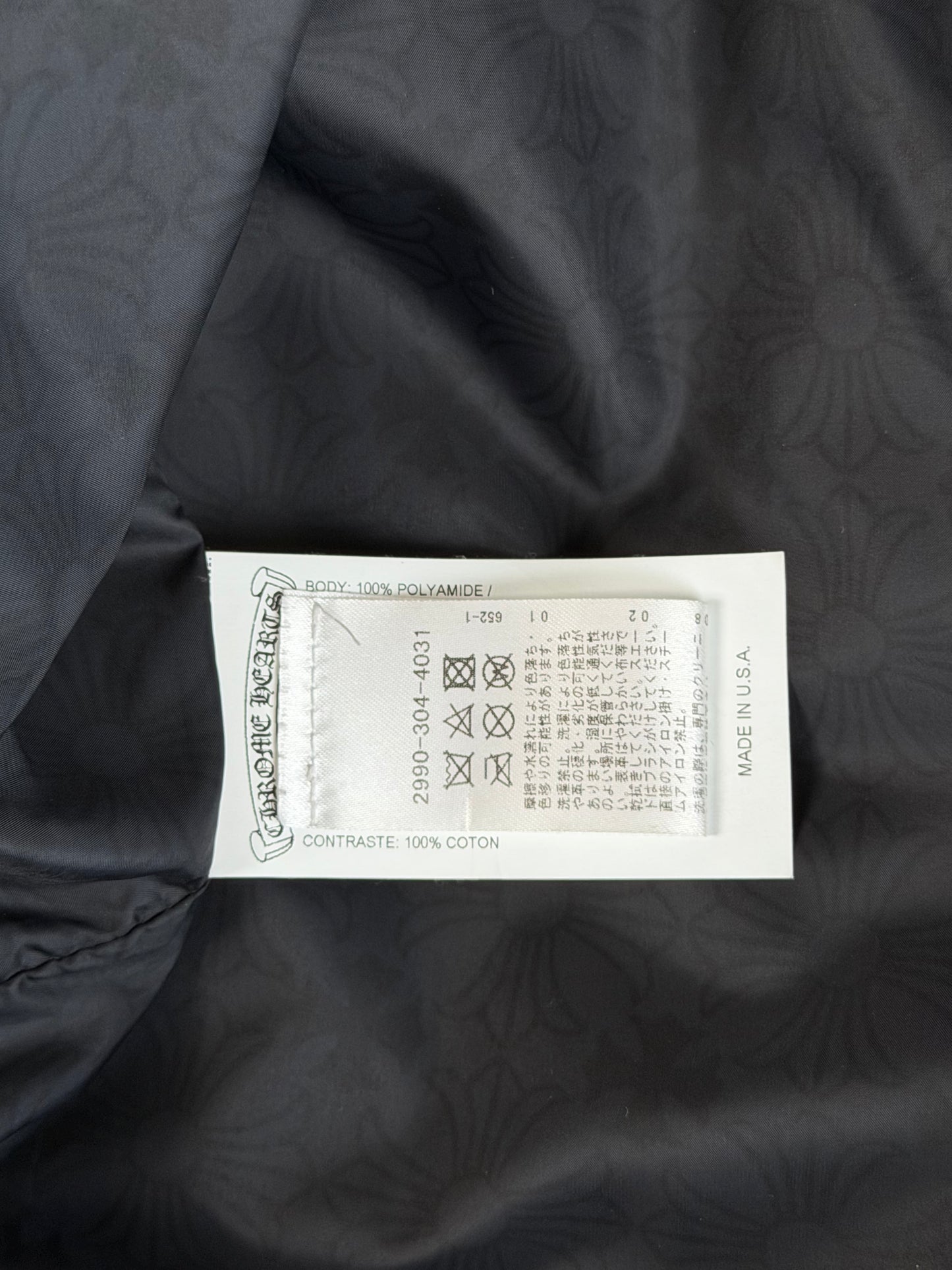 Chrome Hearts Matty Boy Black Cross Jacquard Chomper Quilted Jacket