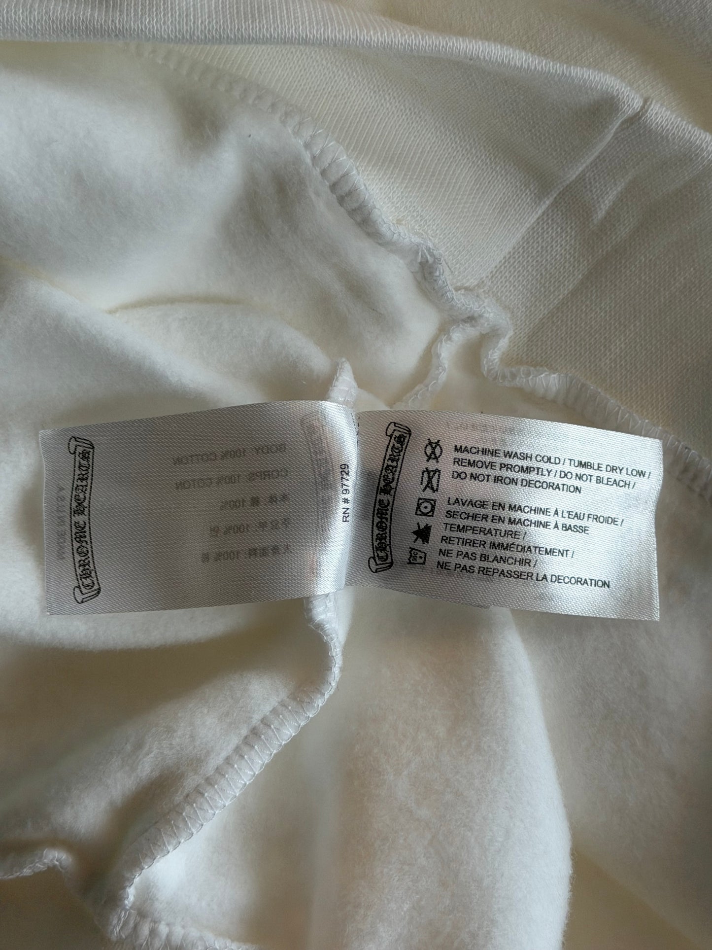 Chrome Hearts White & Silver Foil Script Logo Hoodie