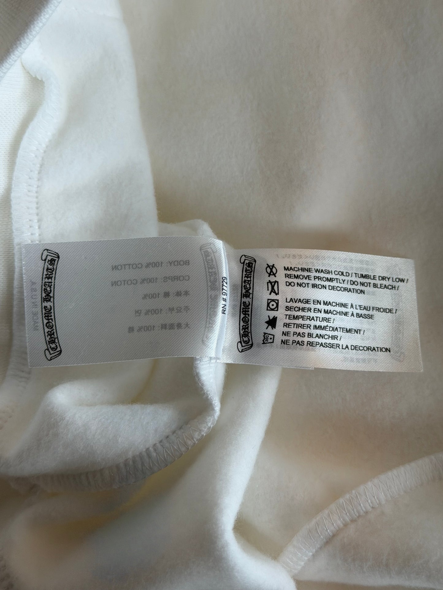 Chrome Hearts White & Silver Foil Script Logo Hoodie