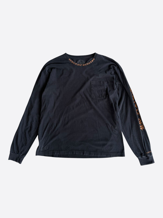 Chrome Hearts Black & Bronze Neck Logo Longsleeve T-Shirt