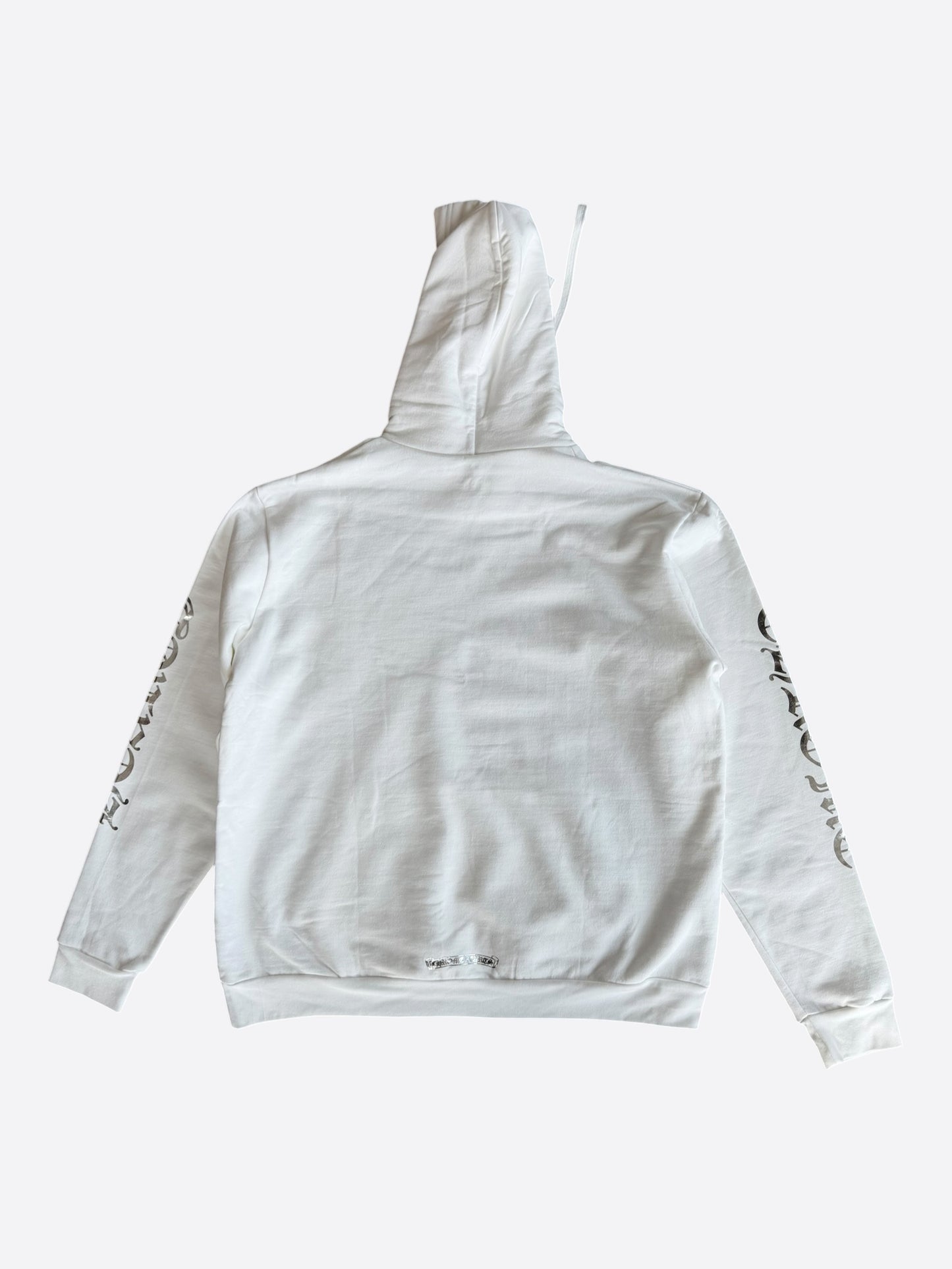Chrome Hearts White & Silver Foil Script Logo Hoodie