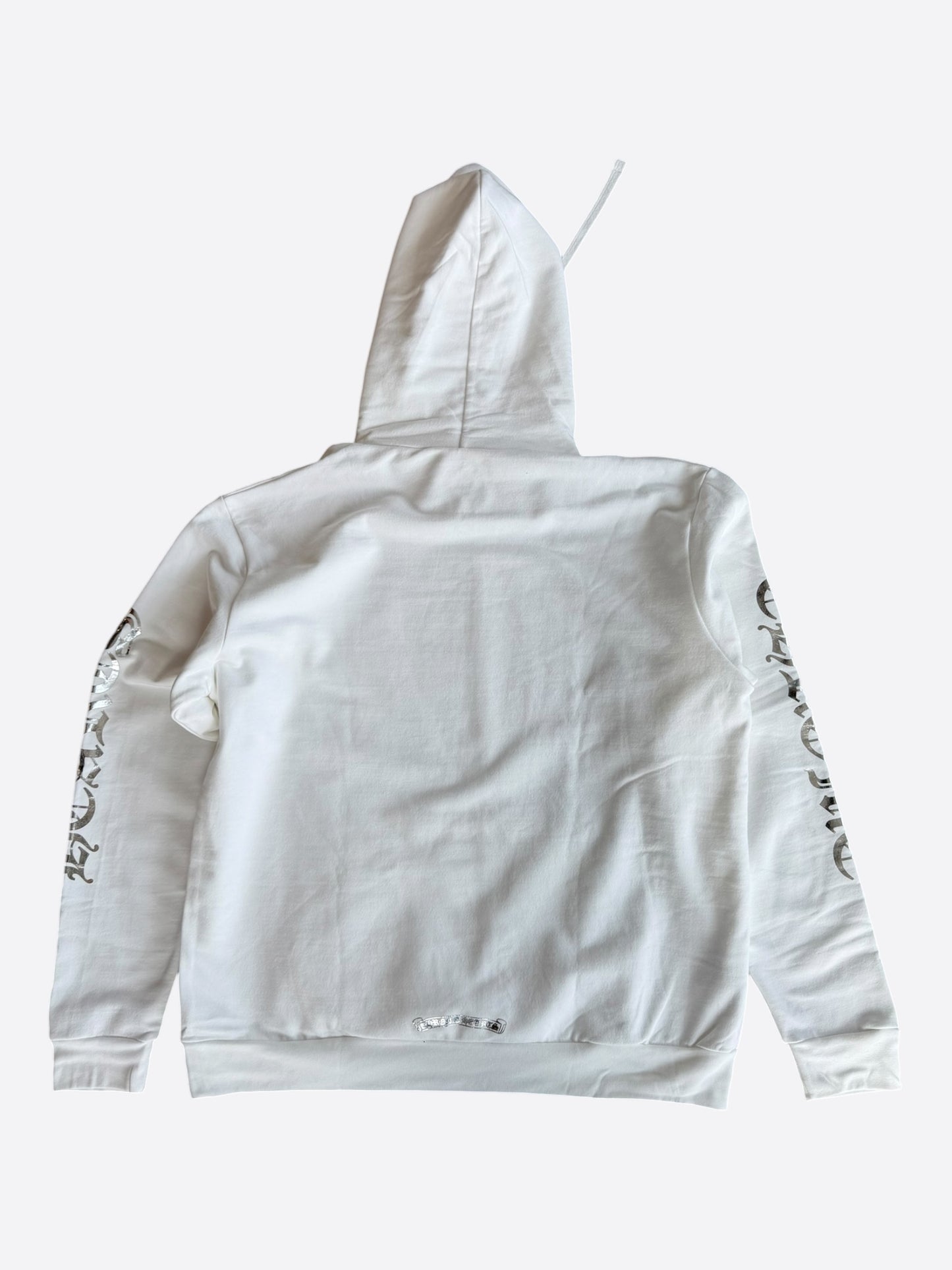 Chrome Hearts White & Silver Foil Script Logo Hoodie