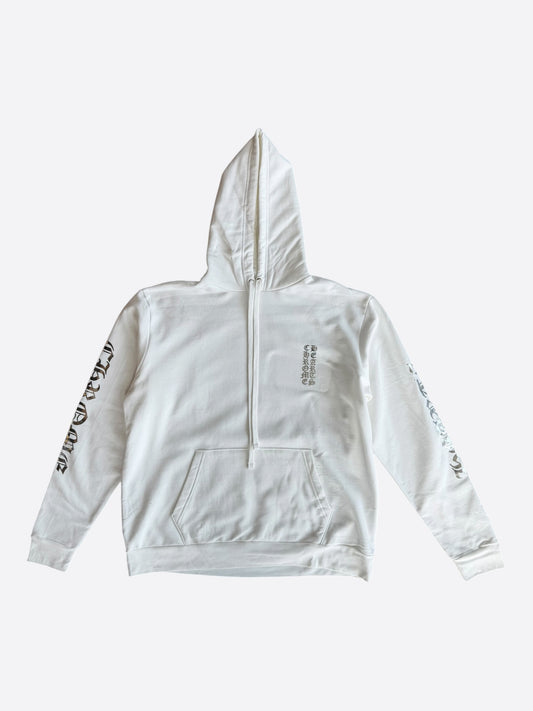 Chrome Hearts White & Silver Foil Script Logo Hoodie