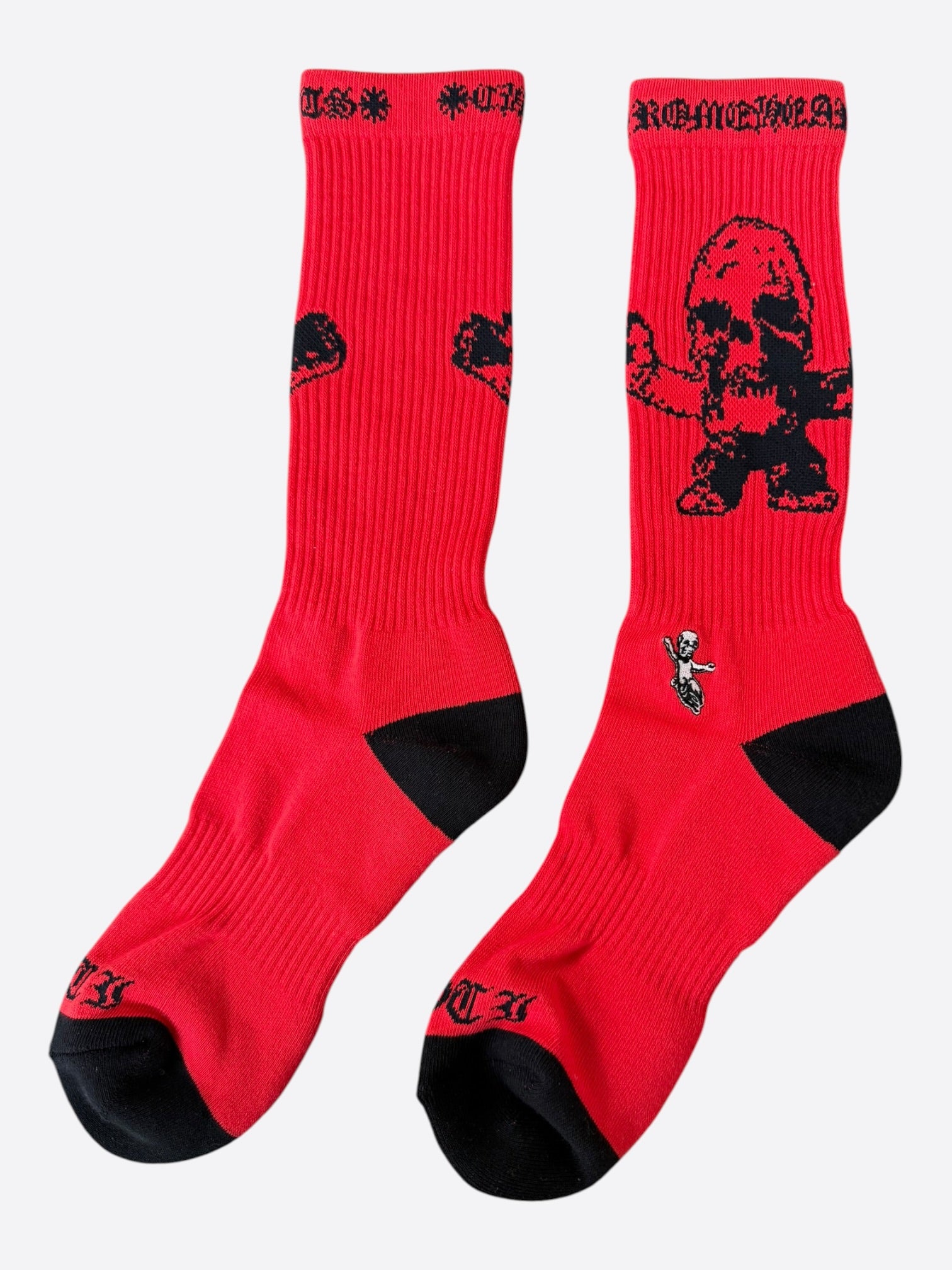 Chrome Hearts Red & Black Foti Graphic Socks – Savonches