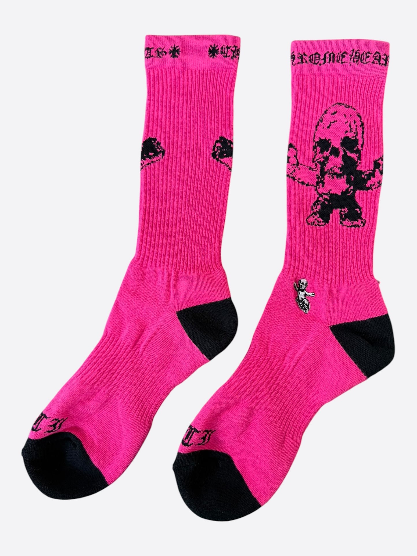 Chrome Hearts Pink & Black Foti Graphic Socks