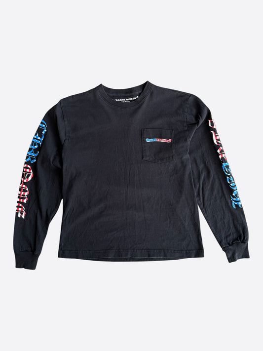 Chrome Hearts Matty Boy Black USA Flag Script Logo Longsleeve T-Shirt