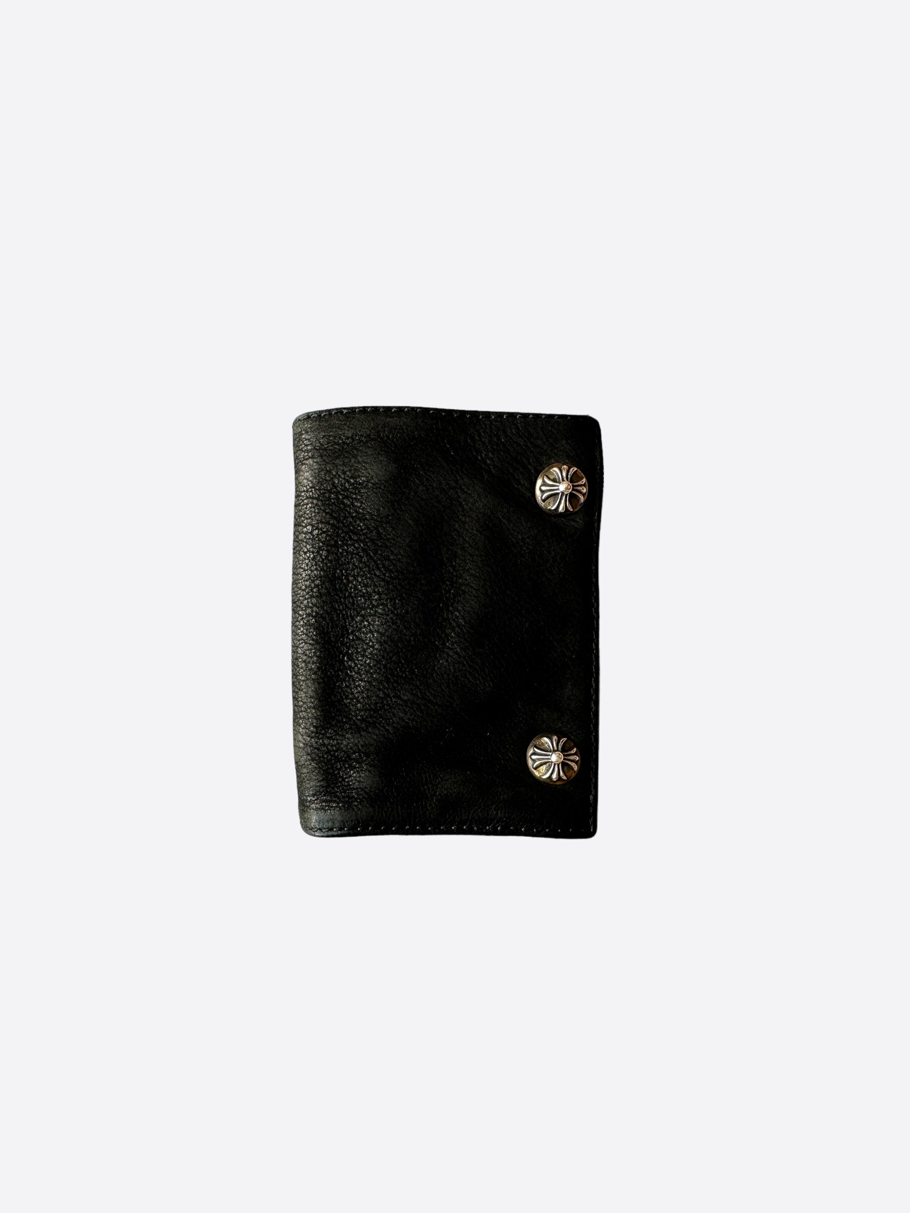 Chrome Hearts Black Leather Trifold Wallet
