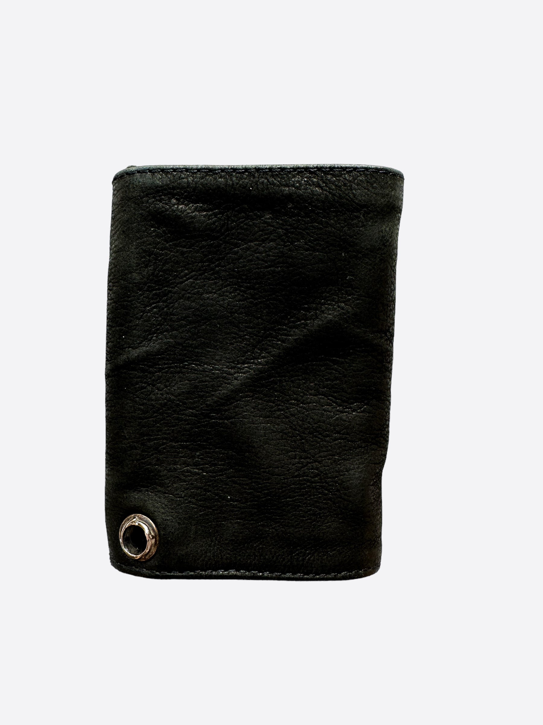 Chrome Hearts Black Leather Trifold Wallet