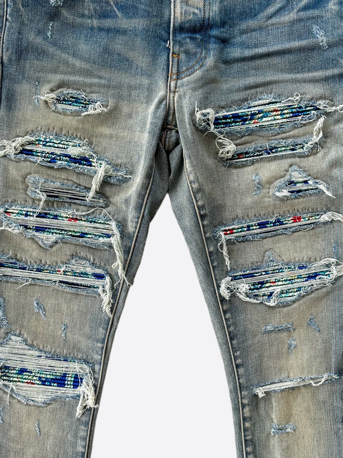 Amiri Blue Pajama Patch Thrasher Jeans