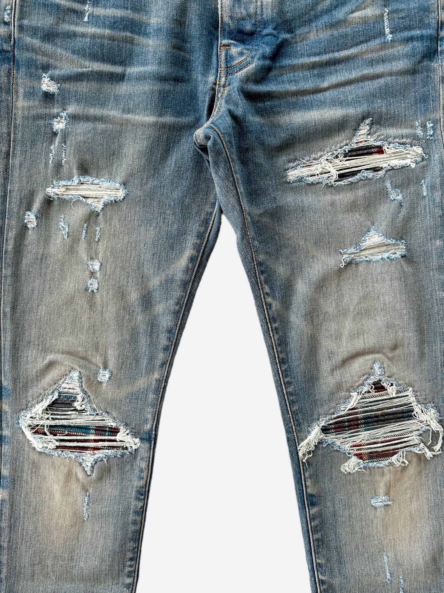 Amiri Blue & Multicolor Flannel Patch MX1 Jeans