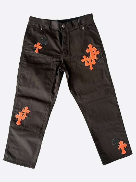 Chrome Hearts Brown & Orange Cross Patch Carpenter Jeans