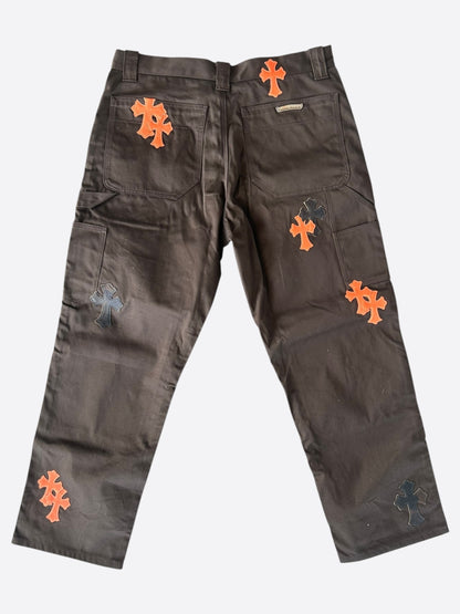 Chrome Hearts Brown & Orange Cross Patch Carpenter Jeans
