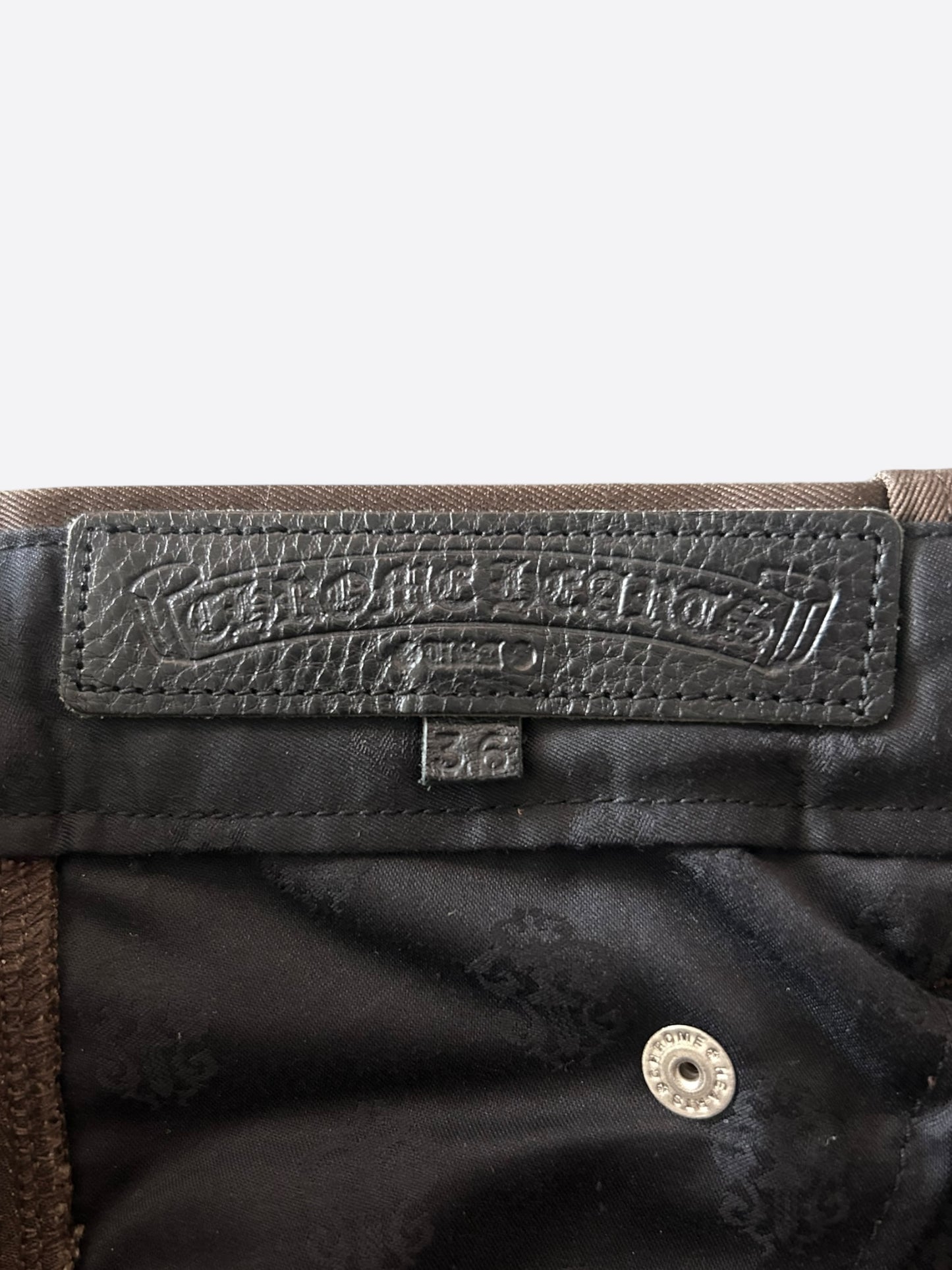 Chrome Hearts Brown & Orange Cross Patch Carpenter Jeans