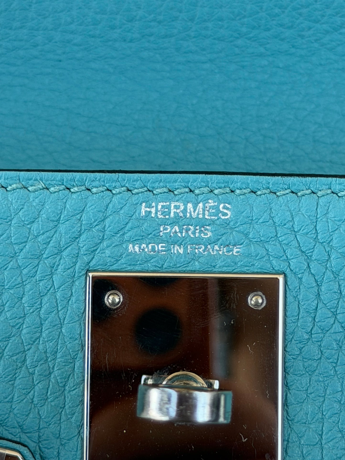 Hermes Blue Atoll Togo & Palladium Hardware Kelly 28