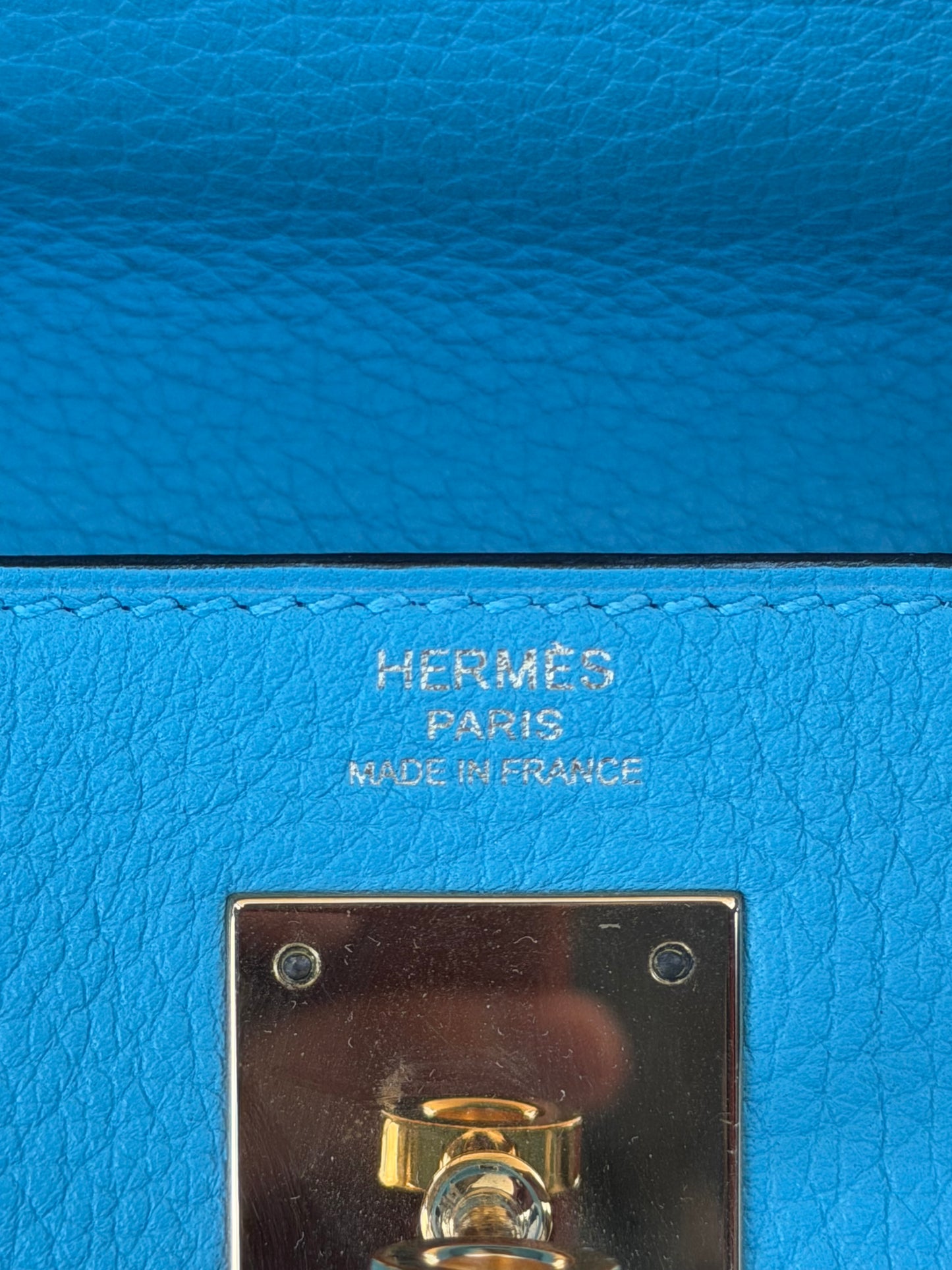 Hermes Blue Atoll Togo & Gold Hardware Kelly 28