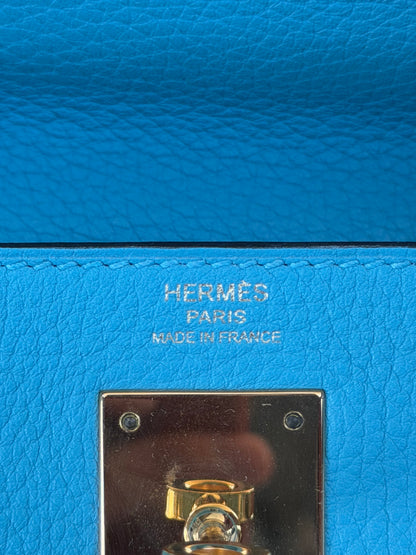 Hermes Blue Atoll Togo & Gold Hardware Kelly 28