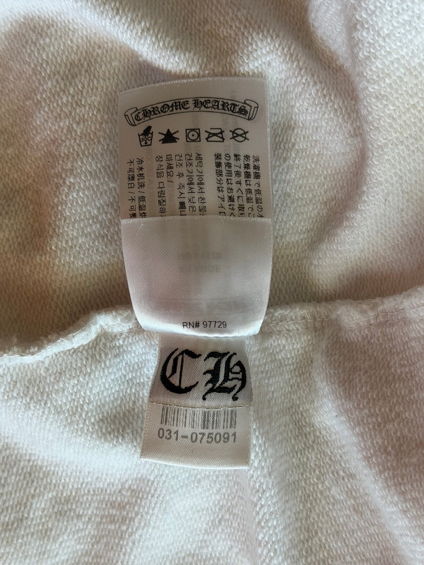 Chrome Hearts White & Black Cross Jacquard Horseshoe Logo Zip Up Hoodie